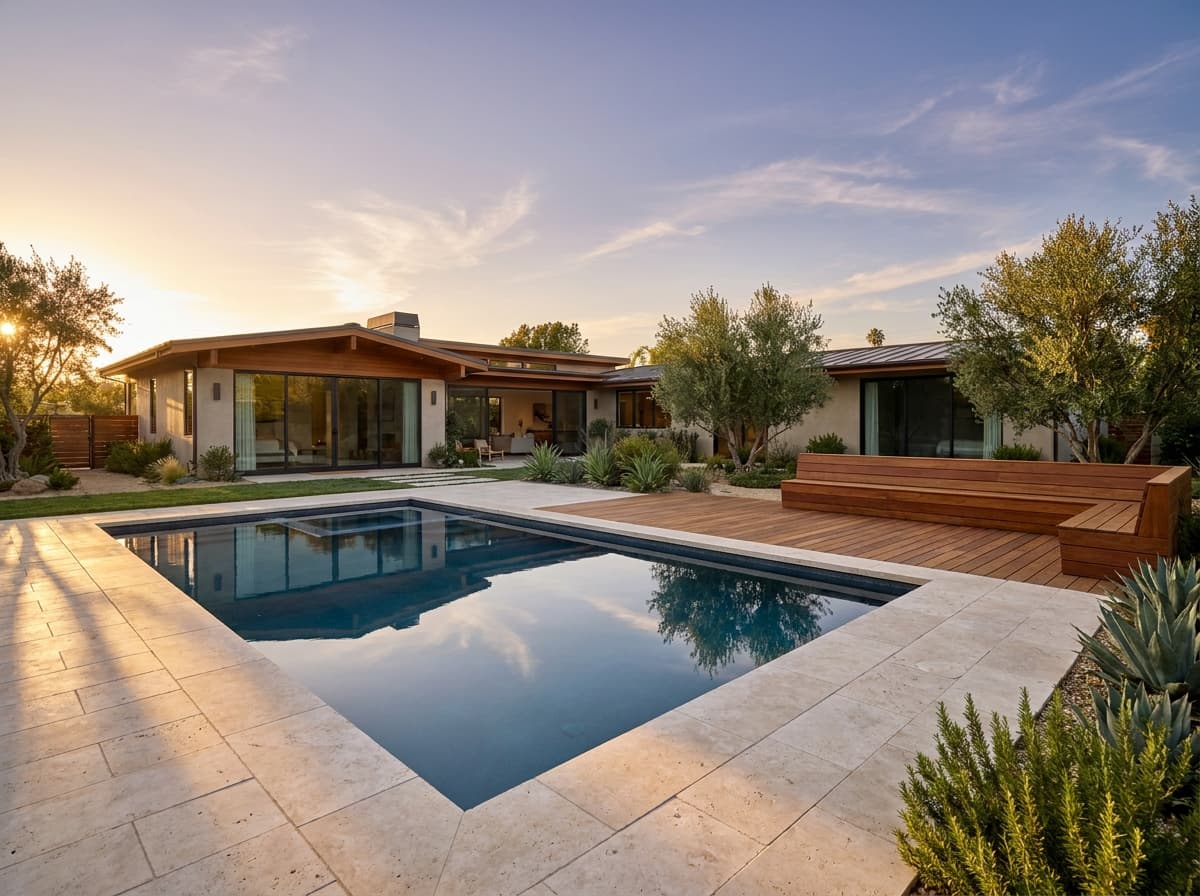 Custom backyard pool and deck design in California