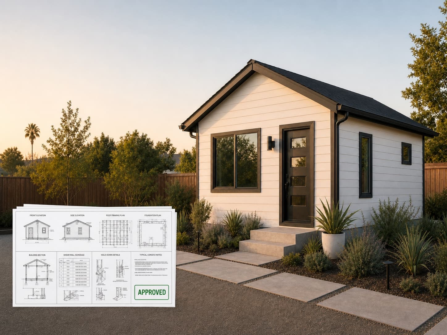 Modern California home exterior showcasing ADU design and architectural services by Cecilia Home